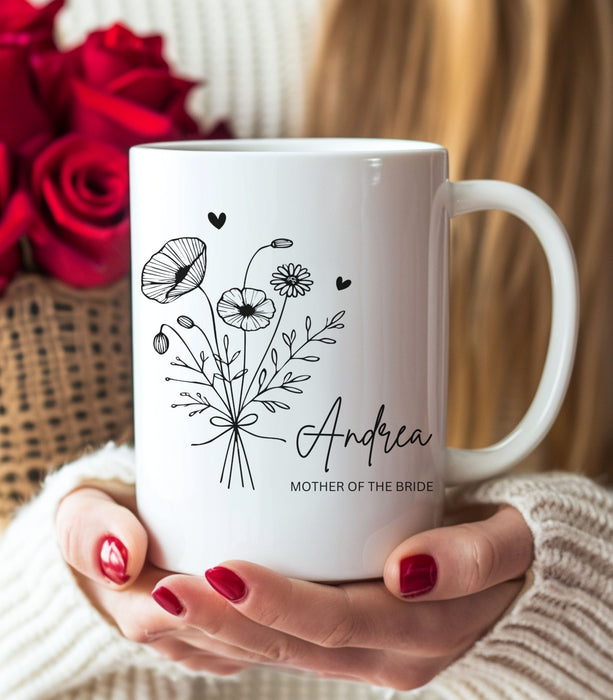 Personalized Wedding Mug, Custom Mother of the Bride Mug, Groomsmaid Mug, Newly Weds Gift, Briday Party Mug, Bridesmaid Mug, Made of Honor