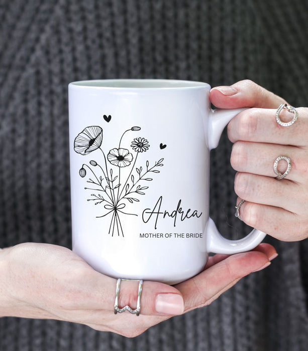 Personalized Wedding Mug, Custom Mother of the Bride Mug, Groomsmaid Mug, Newly Weds Gift, Briday Party Mug, Bridesmaid Mug, Made of Honor