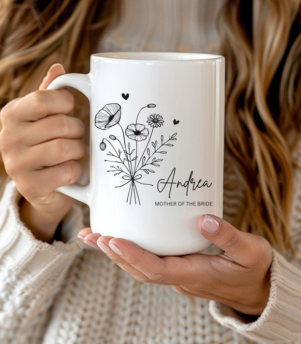 Personalized Wedding Mug, Custom Mother of the Bride Mug, Groomsmaid Mug, Newly Weds Gift, Briday Party Mug, Bridesmaid Mug, Made of Honor