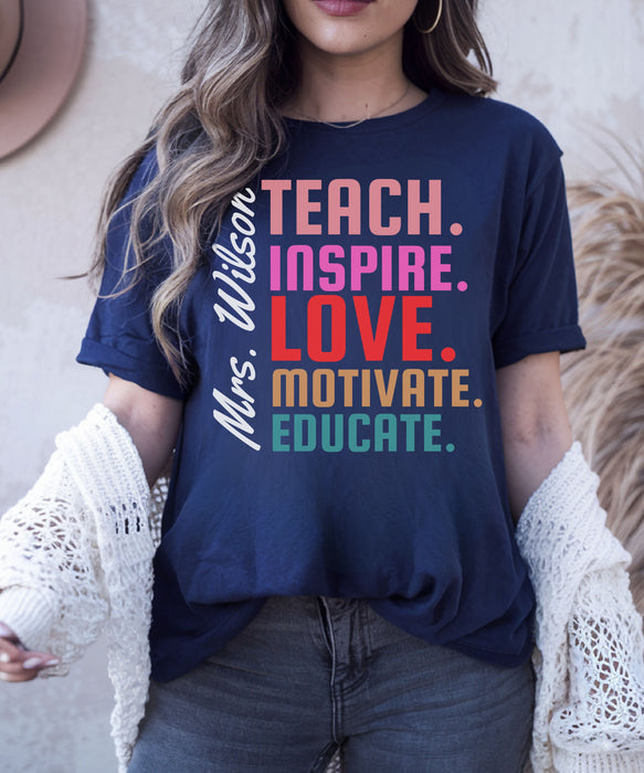 Personalized Name Teacher Shirt, Custom Teacher Shirt, Kindergarten Teacher Gift, Gift for Educators, Teacher Appreciation, Teacher's Day