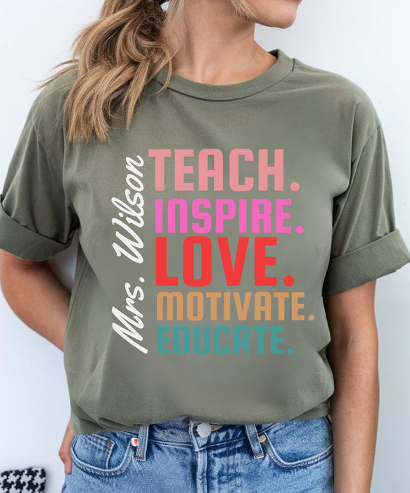 Personalized Name Teacher Shirt, Custom Teacher Shirt, Kindergarten Teacher Gift, Gift for Educators, Teacher Appreciation, Teacher's Day