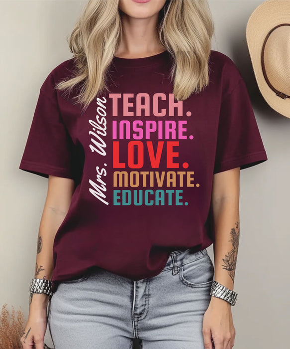 Personalized Name Teacher Shirt, Custom Teacher Shirt, Kindergarten Teacher Gift, Gift for Educators, Teacher Appreciation, Teacher's Day