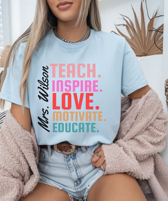 Personalized Name Teacher Shirt, Custom Teacher Shirt, Kindergarten Teacher Gift, Gift for Educators, Teacher Appreciation, Teacher's Day