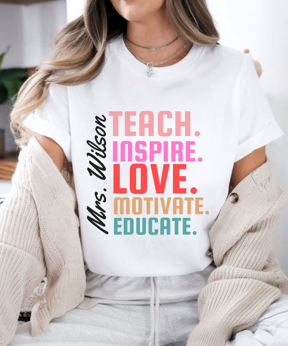 Personalized Name Teacher Shirt, Custom Teacher Shirt, Kindergarten Teacher Gift, Gift for Educators, Teacher Appreciation, Teacher's Day