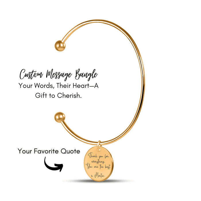 Custom Message Bangle – Personalized Engraved Bracelet with Your Special Quote or Message, Perfect for Gifts & Daily Inspiration