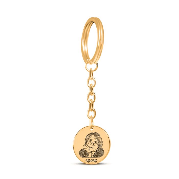 Engrave Custom Portrait Keychain – Personalized Photo Keychain with Your Loved Ones' Portraits for a Memorable Gift or Keepsake