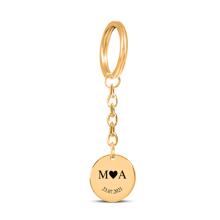 Etched In Time Initials Keychain – Personalized H.K. Pendant – Custom Gift for Him or Her – Meaningful Keepsake for Husband, Wife, Partner