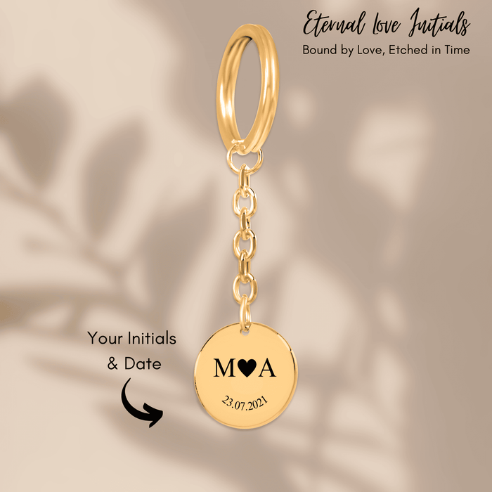 Etched In Time Initials Keychain – Personalized H.K. Pendant – Custom Gift for Him or Her – Meaningful Keepsake for Husband, Wife, Partner