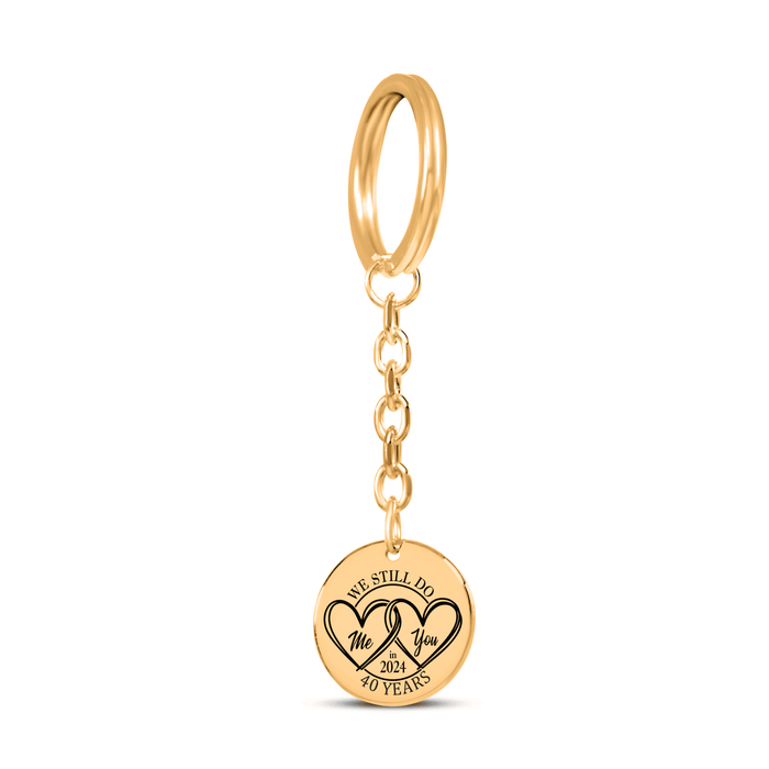 Engrave Custom 40th Years Anniversary Coin Keychain – Personalized Gift for Him, Her, Parents, or Couples Celebrating 40 Years