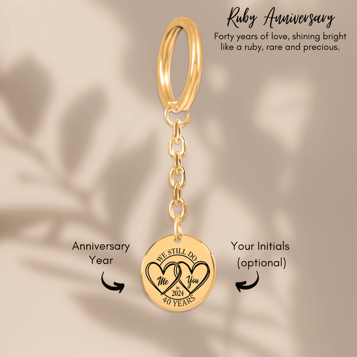 Engrave Custom 40th Years Anniversary Coin Keychain – Personalized Gift for Him, Her, Parents, or Couples Celebrating 40 Years