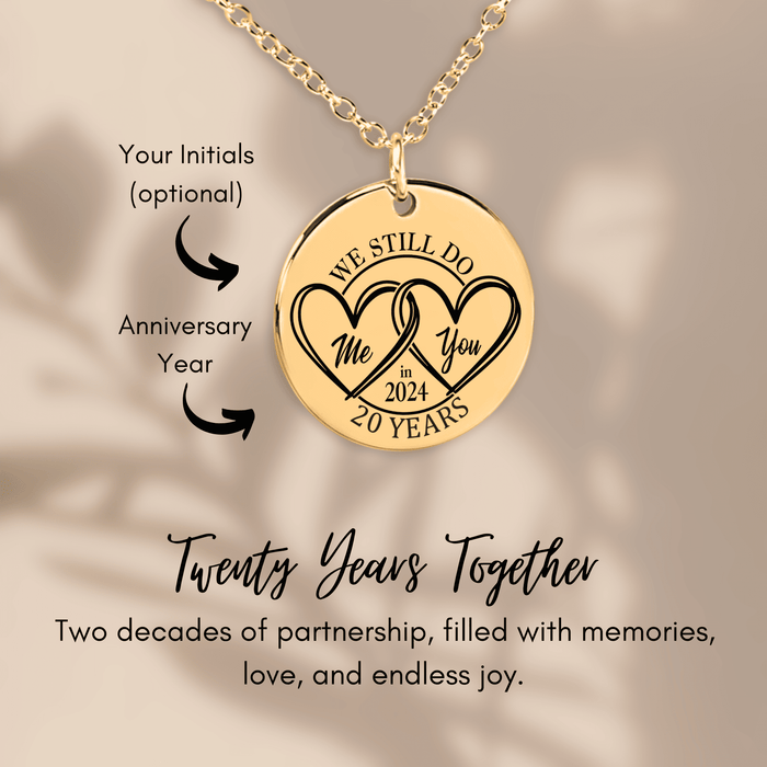 20th Anniversary Gift for Her – Coin Necklace for 20 Years of Love – Sterling Silver Jewelry for Wife, Girlfriend, Women – Timeless Keepsake