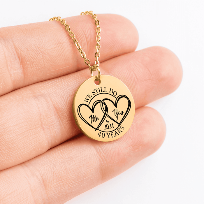 40th Anniversary Gift for Her – Ruby-Inspired Coin Necklace – 40 Years of Love Jewelry for Wife, Mom, Women – Meaningful Keepsake