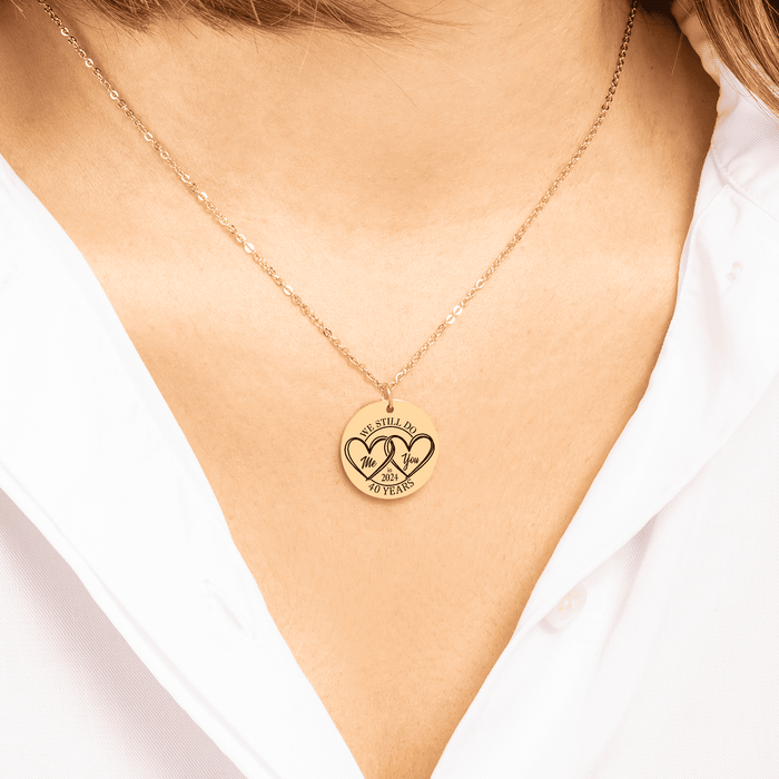 40th Anniversary Gift for Her – Ruby-Inspired Coin Necklace – 40 Years of Love Jewelry for Wife, Mom, Women – Meaningful Keepsake