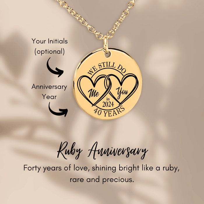 40th Anniversary Gift for Her – Ruby-Inspired Coin Necklace – 40 Years of Love Jewelry for Wife, Mom, Women – Meaningful Keepsake
