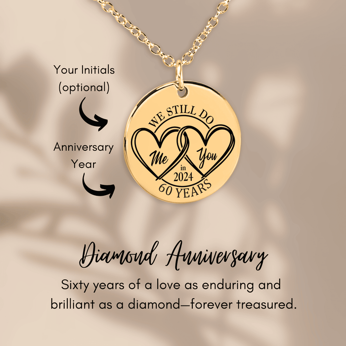 60th Anniversary Gift for Her – Diamond-Inspired Coin Necklace – 60 Years of Love Jewelry for Wife, Mom, Women – Elegant Keepsake