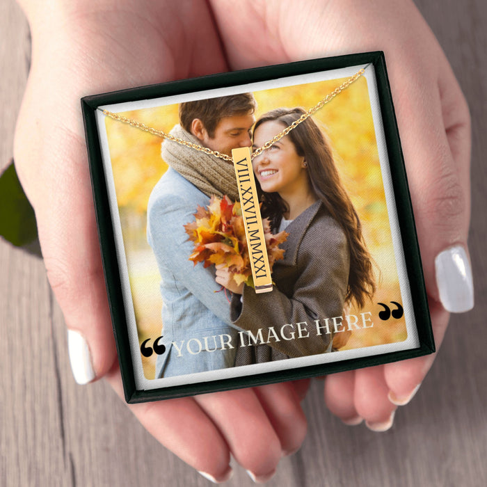 Roman Date Necklace - Customizable Personalized Jewelry for Meaningful Gifts and Special Occasions