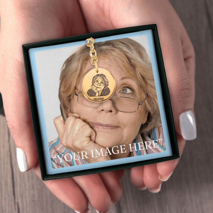 Engrave Custom Portrait Keychain – Personalized Photo Keychain with Your Loved Ones' Portraits for a Memorable Gift or Keepsake