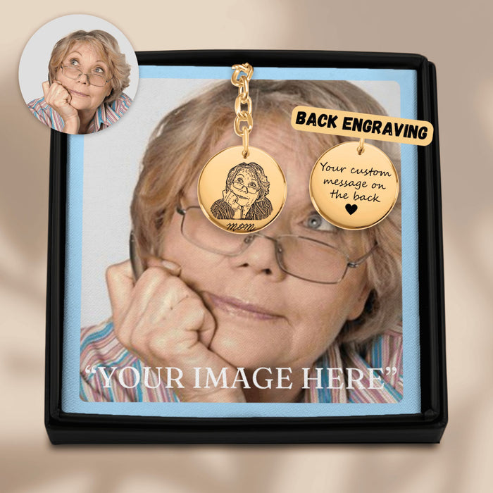 Engrave Custom Portrait Keychain – Personalized Photo Keychain with Your Loved Ones' Portraits for a Memorable Gift or Keepsake