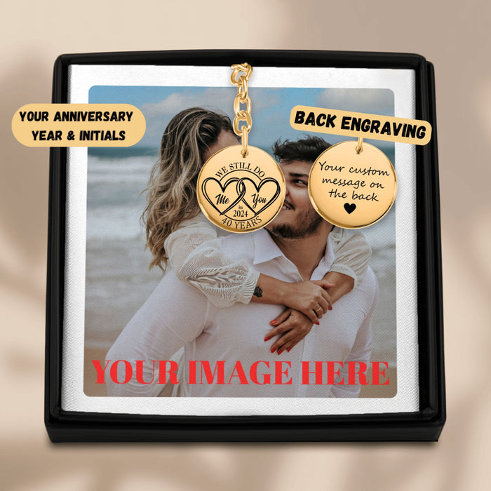 Engrave Custom 40th Years Anniversary Coin Keychain – Personalized Gift for Him, Her, Parents, or Couples Celebrating 40 Years