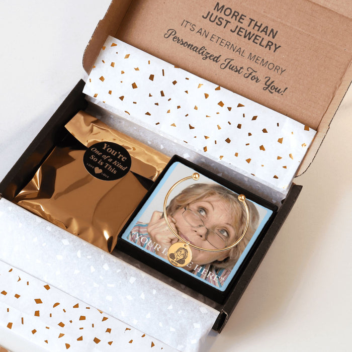 Engrave Custom Portrait Bangle – Personalized Photo Jewelry Gift with Loved One’s Portrait for Special Occasions, Memorials, or Keepsakes
