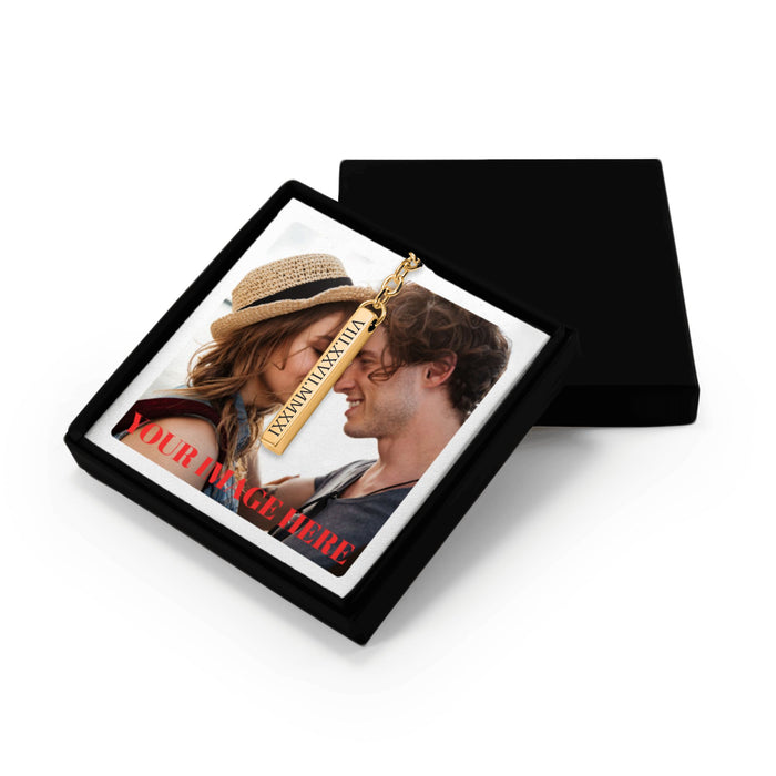 Roman Date Keychain – Personalized Engraved Keychain with Custom Roman Numerals, Perfect for Anniversaries & Meaningful Gifts