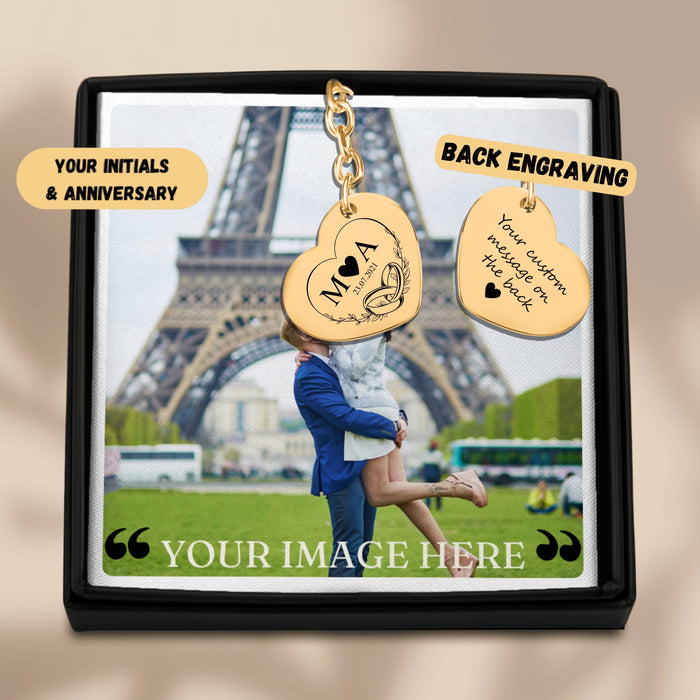 Timeless Bond Initials Keychain – Personalized H.K. Gift for Him or Her – Custom Keepsake for Husband, Wife, Partner – Meaningful Token