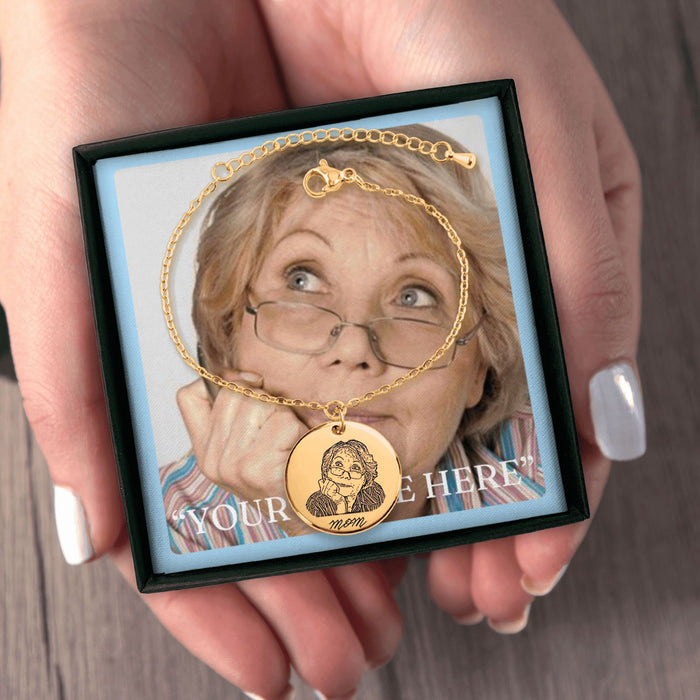 Engrave Custom Portrait Bracelet – Personalized Photo Bracelet with Your Loved One’s Portrait for a Meaningful Gift or Keepsake