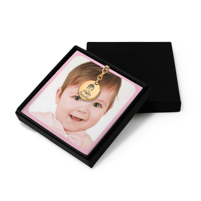 Engrave Custom Baby Portrait Keychain – Personalized Photo Keychain with Baby’s Portrait for New Parents, Keepsake, or Gift