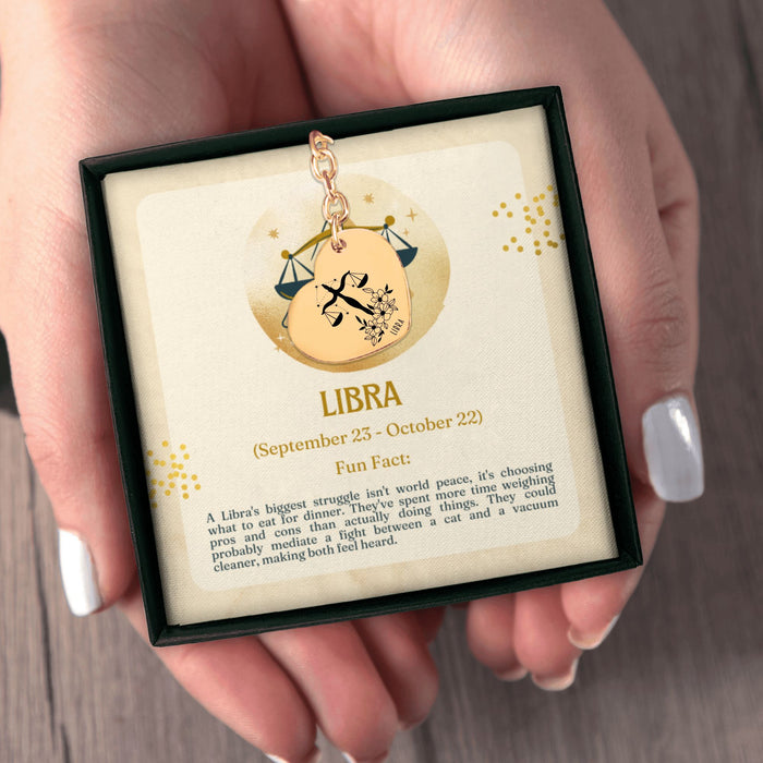 Libra Zodiac Sign Heart Keychain – Astrology Gift for Her, Libra Birthday Keychain, Horoscope Pendant, Celestial Star Charm