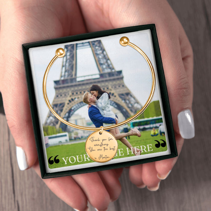 Custom Message Bangle – Personalized Engraved Bracelet with Your Special Quote or Message, Perfect for Gifts & Daily Inspiration