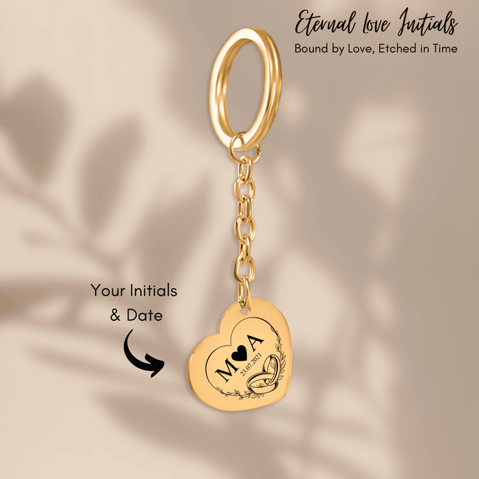 Timeless Bond Initials Keychain – Personalized H.K. Gift for Him or Her – Custom Keepsake for Husband, Wife, Partner – Meaningful Token