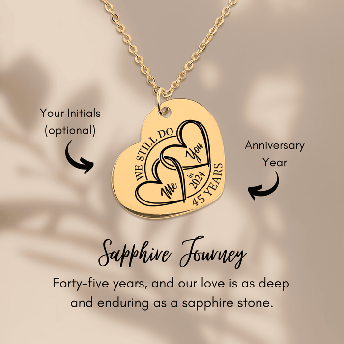45th Anniversary Gift for Her – Heart Necklace for 45 Years of Love – Sterling Silver Jewelry for Wife, Mom, Women – Timeless Keepsake
