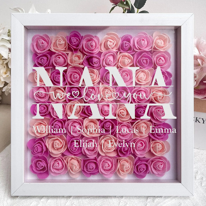 Personalized Flower Shadow Box Gift for Mom Custom We Love You Keepsake Handmade Mothers Day Gift from Kids Birthday Present for Mom