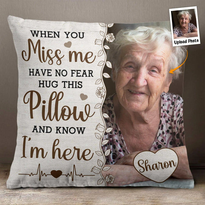 Custom Photo Memory Pillow Hug This Pillow And Know I’m Here Personalized Keepsake Comfort Gift for Loved Ones and Pets