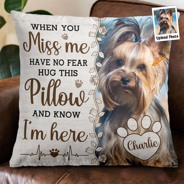Custom Photo Memory Pillow Hug This Pillow And Know I’m Here Personalized Keepsake Comfort Gift for Loved Ones and Pets