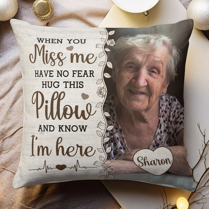 Custom Photo Memory Pillow Hug This Pillow And Know I’m Here Personalized Keepsake Comfort Gift for Loved Ones and Pets