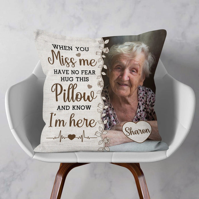 Custom Photo Memory Pillow Hug This Pillow And Know I’m Here Personalized Keepsake Comfort Gift for Loved Ones and Pets