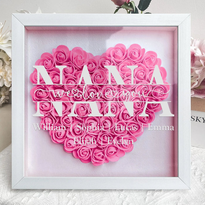 Personalized Flower Shadow Box Gift for Mom Custom We Love You Keepsake Handmade Mothers Day Gift from Kids Birthday Present for Mom