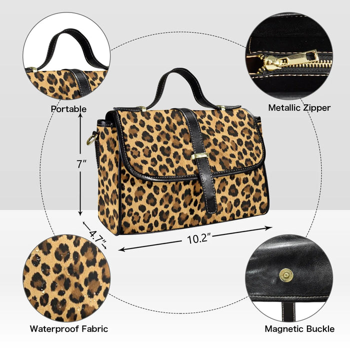 Leopard Print Multi Function Leather Satchel Stylish Durable Handbag for Women Shoulder Crossbody Purse Wallet Model 1739