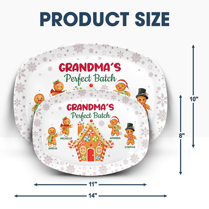 Personalized Grandma's Perfect Batch Plate Custom Christmas Gift for Mom Grandma Grandparents Family Baking Plate Holiday Decoration