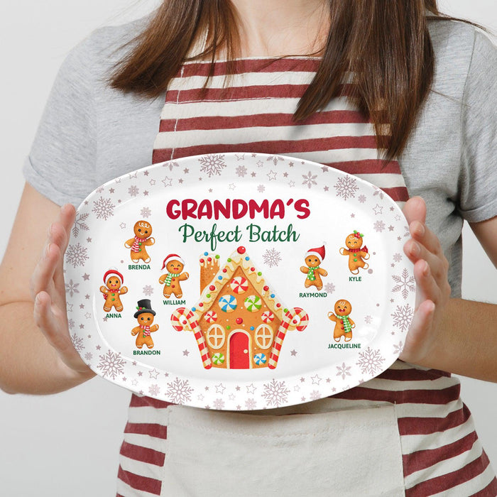 Personalized Grandma's Perfect Batch Plate Custom Christmas Gift for Mom Grandma Grandparents Family Baking Plate Holiday Decoration