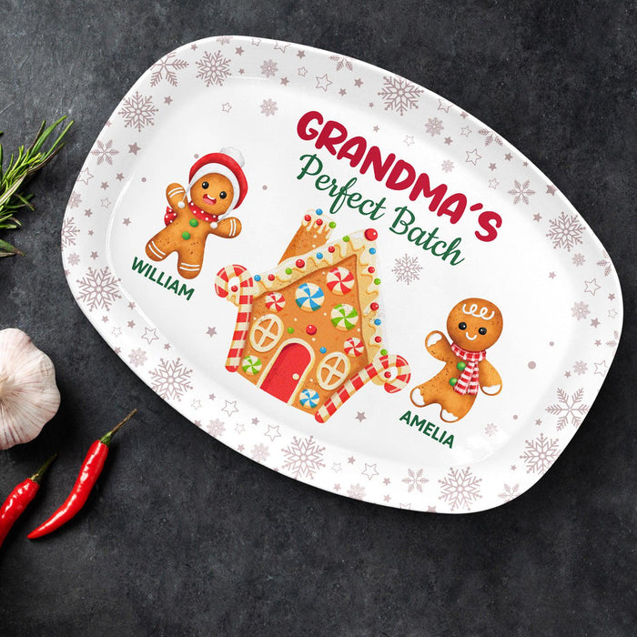 Personalized Grandma's Perfect Batch Plate Custom Christmas Gift for Mom Grandma Grandparents Family Baking Plate Holiday Decoration