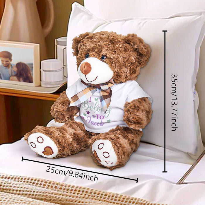 Personalized Bear Plush Stuffed Animal with Baby Name Custom Baby Shower Gift Newborn Cuddly Toy Soft Keepsake for Infant Boys or Girls