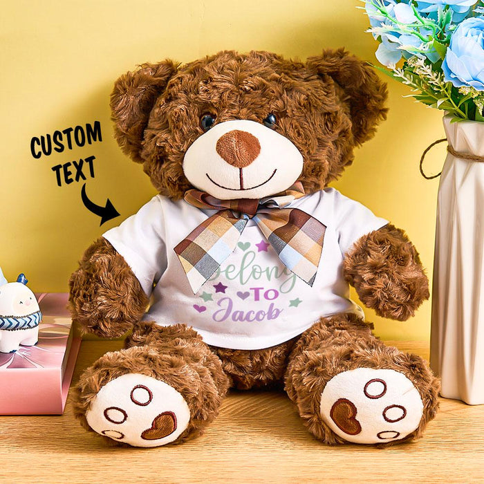 Personalized Bear Plush Stuffed Animal with Baby Name Custom Baby Shower Gift Newborn Cuddly Toy Soft Keepsake for Infant Boys or Girls