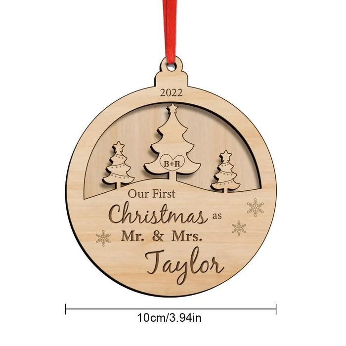 Personalized Our First Christmas Ornament Custom Wooden Gift for Newlyweds First Home Keepsake Holiday Gift for Couple Christmas Decor