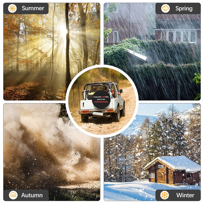Funny Social Distancing Spare Tire Cover Waterproof Dust Proof Tire Cover Gift for Driver SUV RV Jeep Camper Van Adult Humor