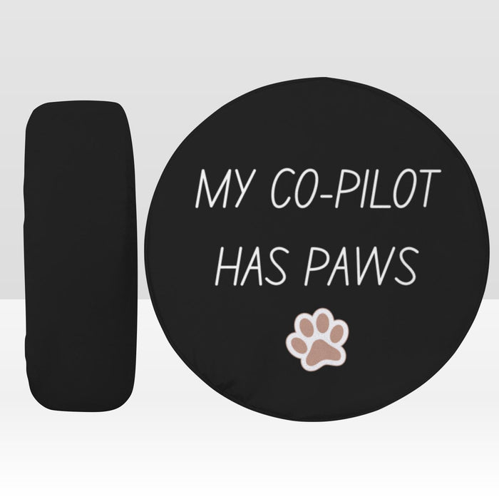 Funny Spare Tire Cover My Co Pilot Has Paws Waterproof Dust Proof Tire Cover Gift for Driver SUV RV Jeep Camper Van Pet Lover Humor