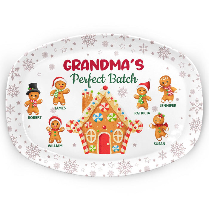 Personalized Grandma's Perfect Batch Plate Custom Christmas Gift for Mom Grandma Grandparents Family Baking Plate Holiday Decoration