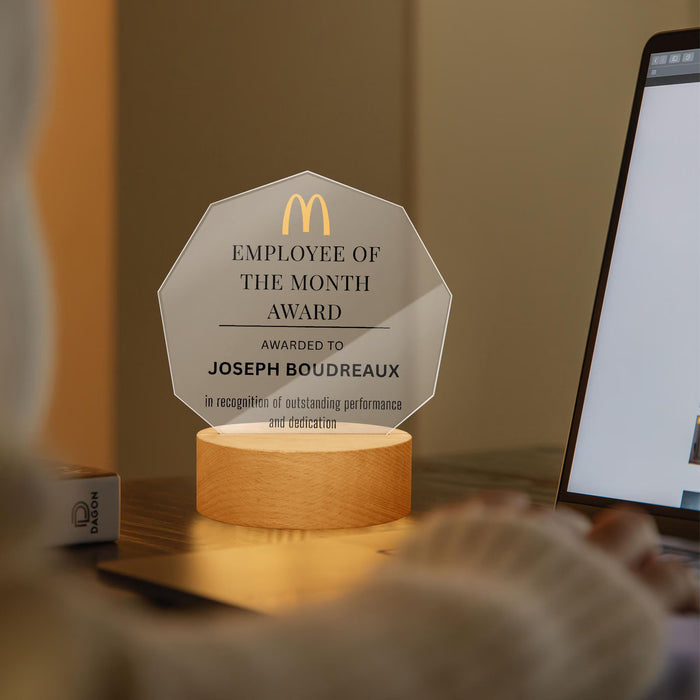 Personalized Acrylic Award Plaque Custom Logo and Message Employee of the Month Award Corporate Recognition Gift Office Appreciation