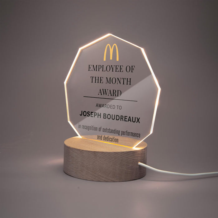 Personalized Acrylic Award Plaque Custom Logo and Message Employee of the Month Award Corporate Recognition Gift Office Appreciation